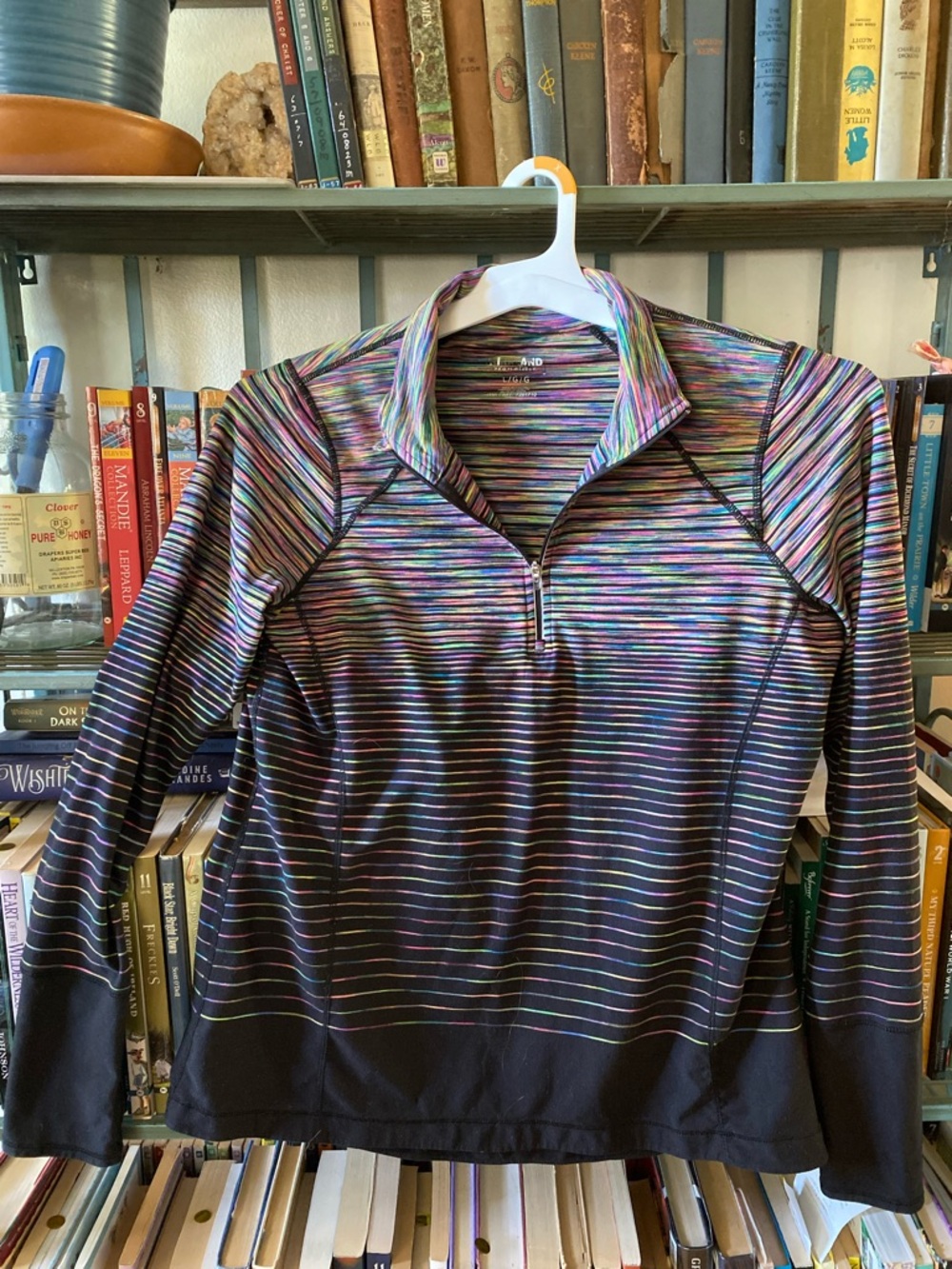 Kirkland Multicolor Striped Athletic Quarter-Zip Pullover Size Large